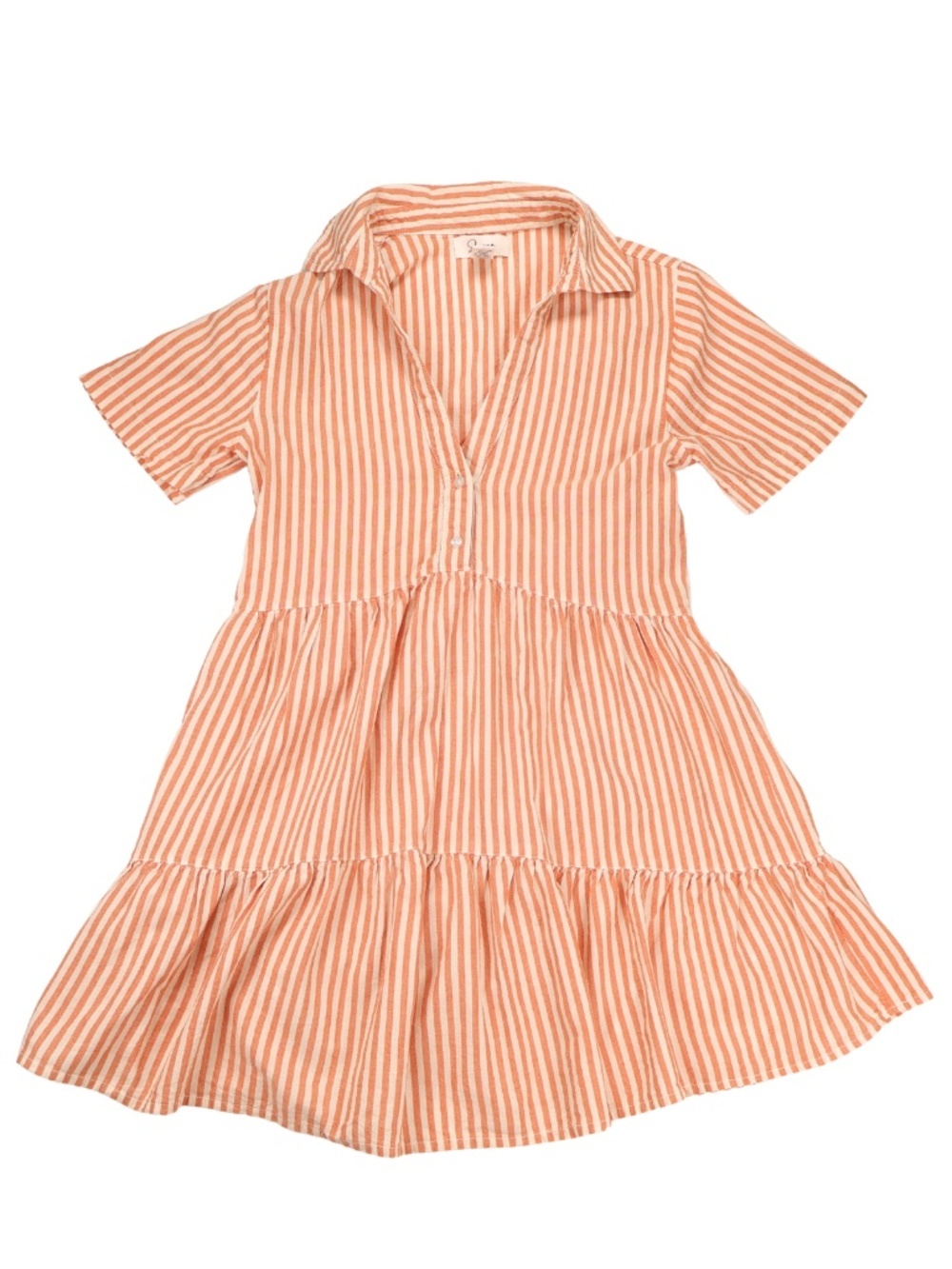 Japna Orange Stripe Tiered Mini Dress Medium Collared Babydoll Cottagecore